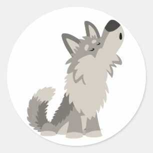 Autocollant mignon de loup de bande dessinée