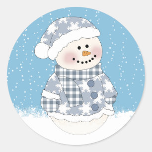 Autocollant mignon de Noël de bonhomme de neige de