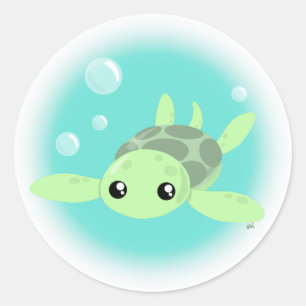 Autocollant mignon de tortue de mer