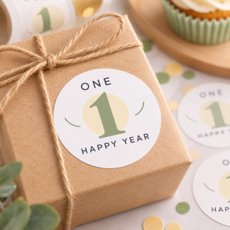 Autocollant minimal de 1er anniversaire One Happy