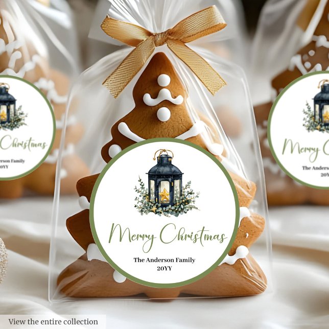 Autocollant moderne de lanterne de Noël à l'aquare (Boho Watercolor Christmas Lantern Modern Sticker)