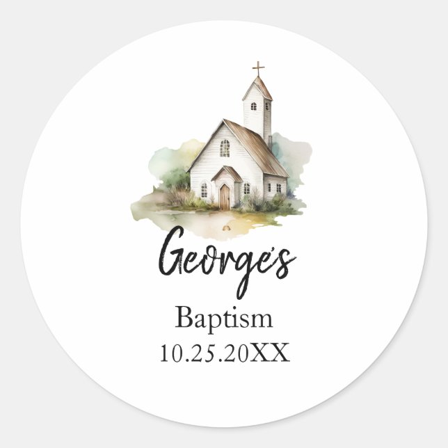 Autocollant moderne de préférence Baptême (Devant)