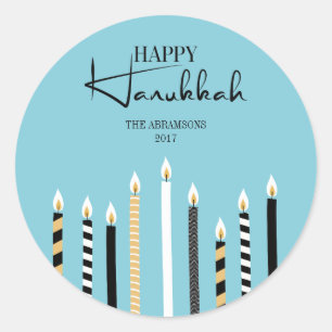Autocollant moderne Happy Hanoukka Candles