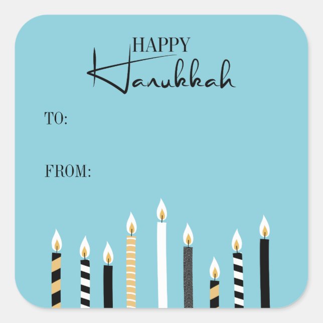 Autocollant moderne Happy Hanoukka Candles (Devant)