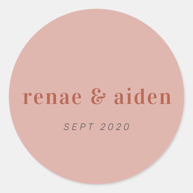Autocollant moderne mariage corail et rouille (Devant)