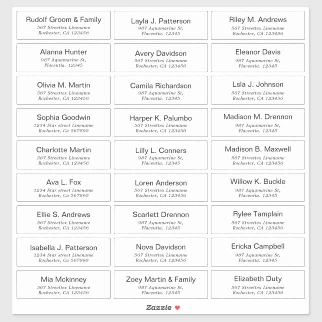 Autocollant modulable moderne Mariage (Feuille)