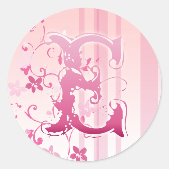 Autocollant Monogram E en fleurs de cerisier rose (Devant)