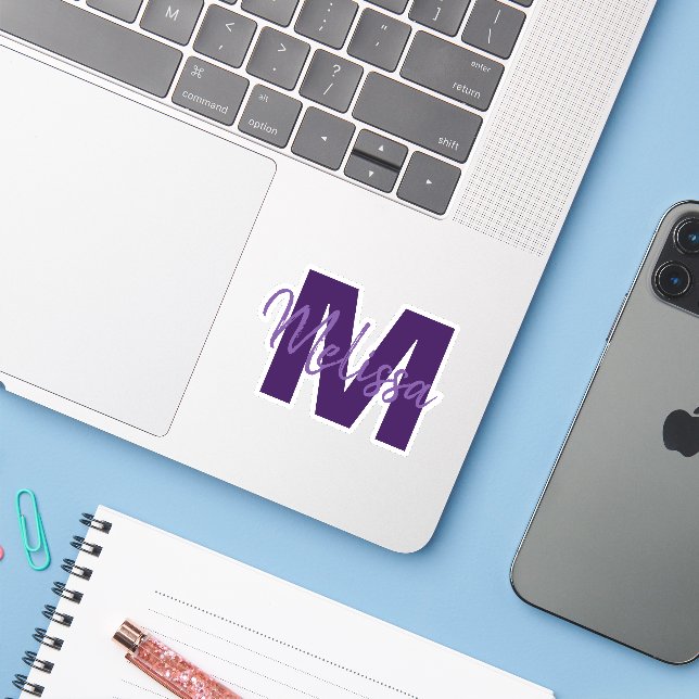Autocollant Monogramme (Ordinateur portable avec iPhone)