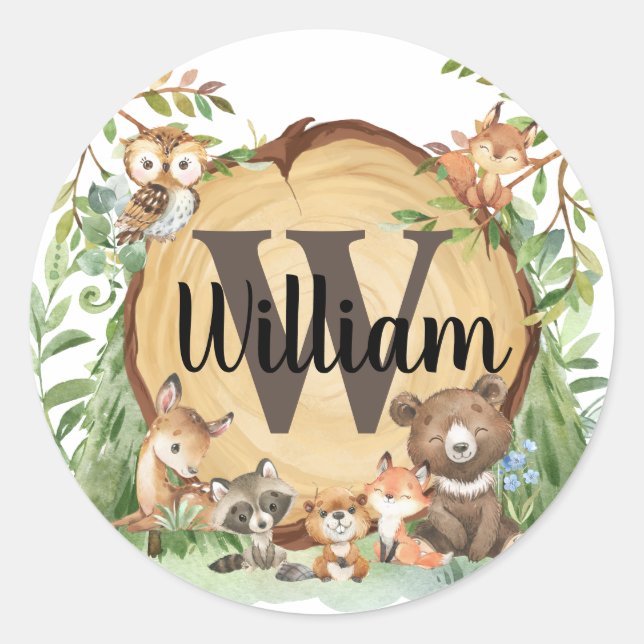 Autocollant Monogramme animal forestier (Devant)