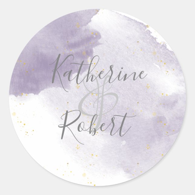 Autocollant monogramme Dusty Gold et Purple Mariag (Devant)