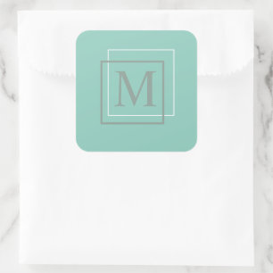 Autocollant Monogramme Moderne Pastel Turquoise Et