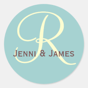 Autocollant Monogramme R Mariage Faveur & Envelopp