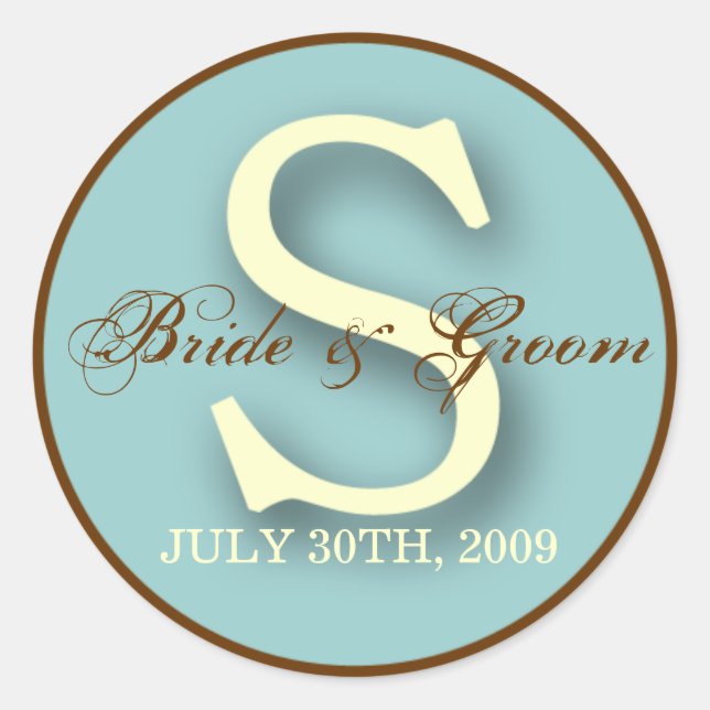 Autocollant Monogramme S bleu et Brown (Devant)
