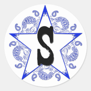 Autocollant Monogramme "S" Bleu Occidental