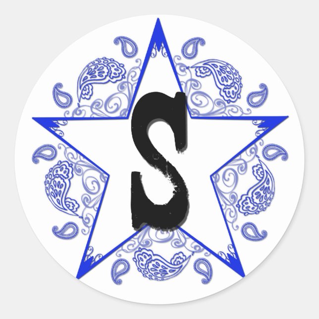 Autocollant Monogramme "S" Bleu Occidental (Devant)