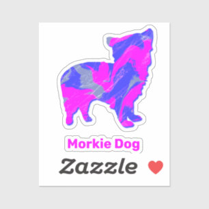 Autocollant Morkie Dog Hot Rose & Blue Custom Cut