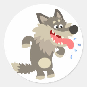 Autocollant mort de faim mignon de loup de bande