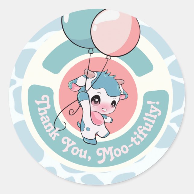 Autocollant Motif Merci bleu vert à vache (Devant)