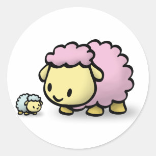 Autocollant - moutons et maman de bébé