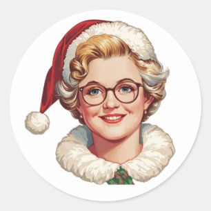 Autocollant Noël Mme Claus Rétro