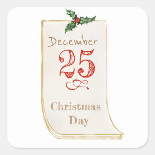 Autocollant Noël vintage du 25 décembre