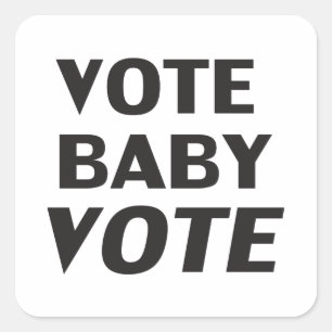 autocollant noir & blanc ronde "vote bébé vote"