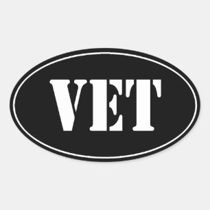 Autocollant NOIR d'ovale de VÉTÉRAN de VÉTÉRIN