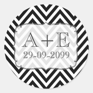 Autocollant noir et blanc de monogramme de mariage