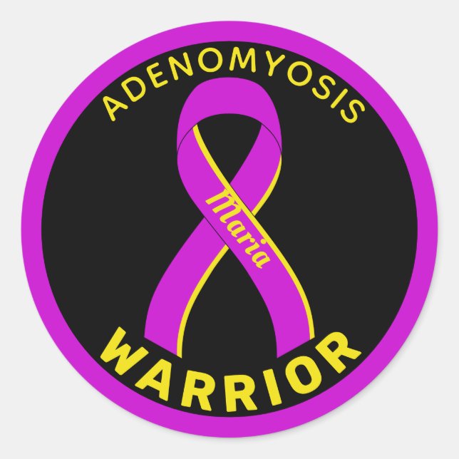 Autocollant noir rond Adenomyosis Warribbon (Devant)