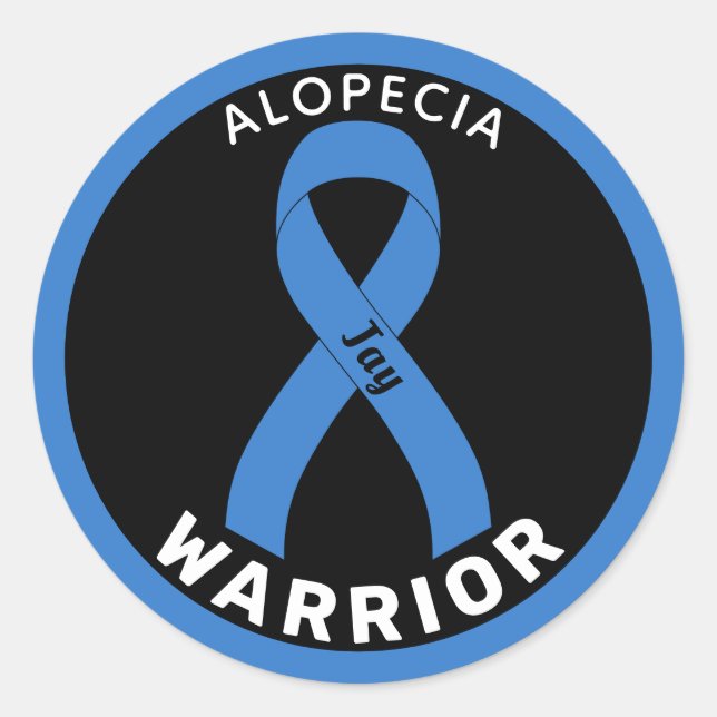 Autocollant noir rond Alopecia Warrior (Devant)