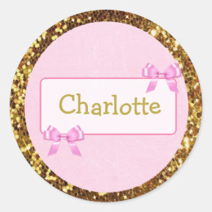 Autocollant nommé personnalisé avec le rose mignon