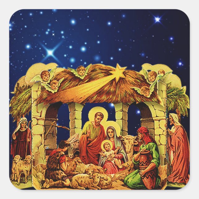 Autocollant Nuit étoilée Nativité (Devant)
