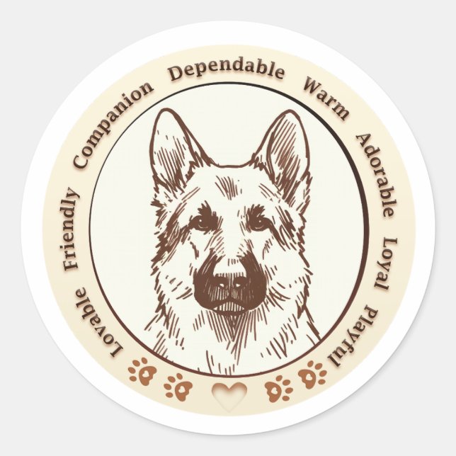 Autocollant numérique de berger allemand mignon (Devant)