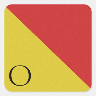 Autocollant O d'alphabet de drapeau de signal