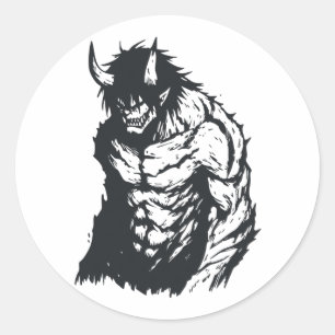 Autocollant Ogre Oni Yokai japonais Outline