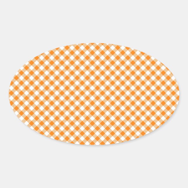 Autocollant orange En vichy Arrière - plan Oval (Devant)