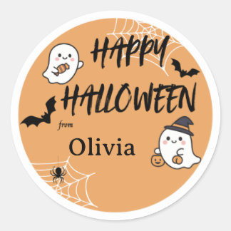 Autocollant orange Halloween mignon