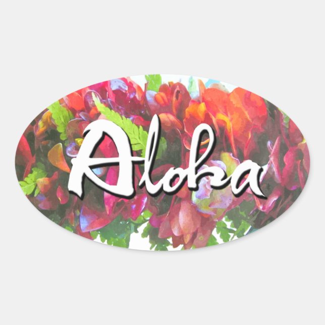 Autocollant Oval Aloha Haku Lei (Devant)