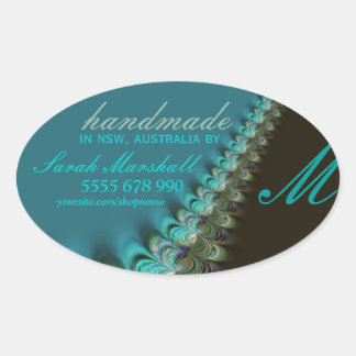 Autocollant Oval Étiquette turquoise en dentelle P