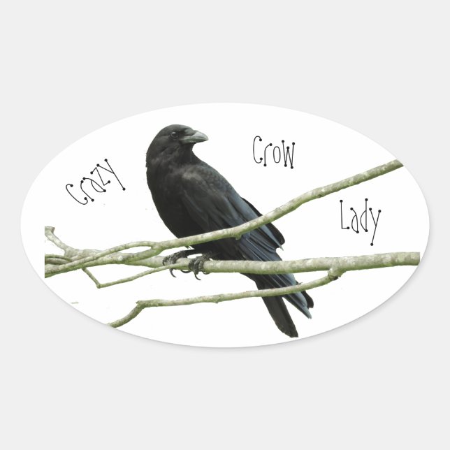 Autocollant Oval Lady Crazy Crow (Devant)
