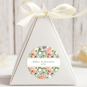 Autocollant ovale de mariage floral coquille d'oeu