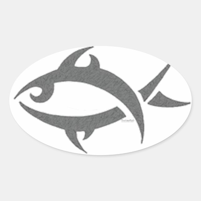 Autocollant ovale de poisson tribal (Devant)