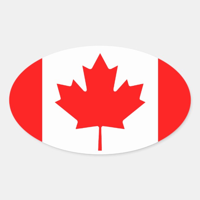 Autocollant ovale du drapeau canadien | drapeau du (Devant)