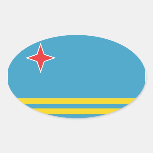 Autocollant ovale du drapeau d'Aruba (Devant)