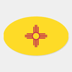 Autocollant ovale du drapeau du Nouveau-Mexique