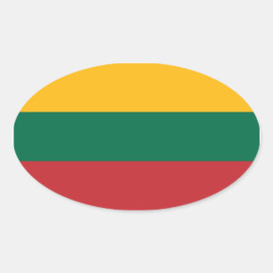 Autocollant ovale du drapeau lituanien