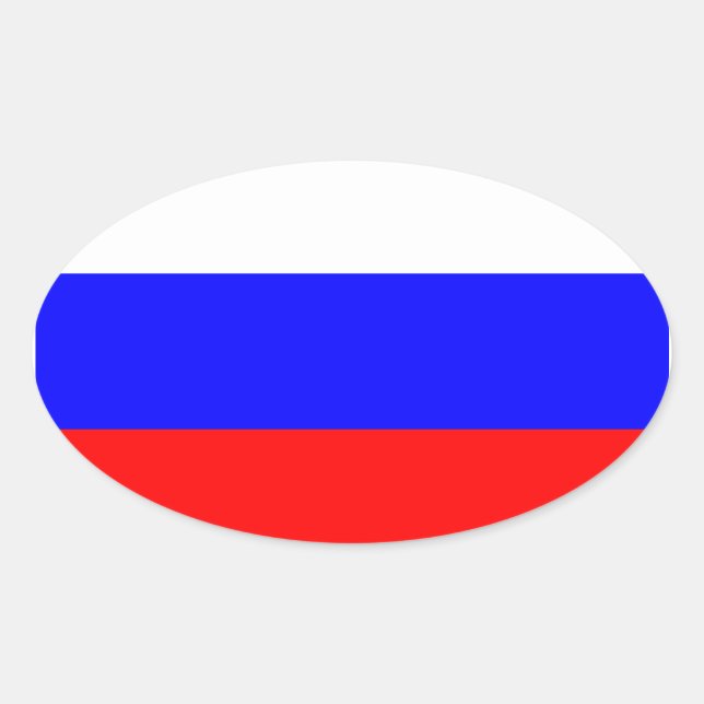 Autocollant ovale du drapeau russe (Devant)