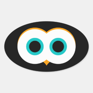 Autocollant ovale yeux de hibou