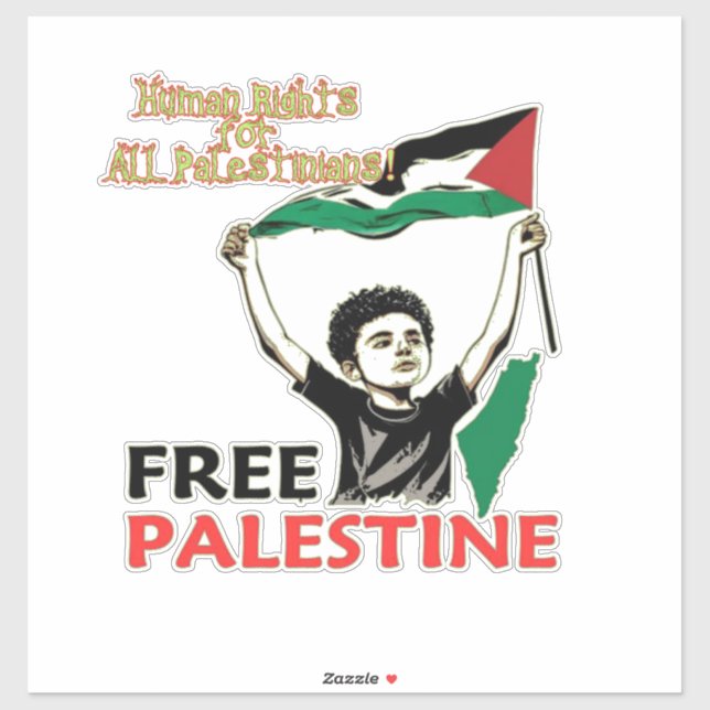 Autocollant Palestine, Drapeau palestinien, Gaza (Feuille)