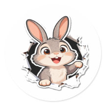 Autocollant Papier Déchiré Lapin Mignon